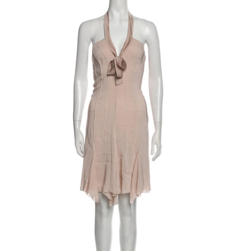 ALBERTA FERRETTI Halterneck Knee-Length Dress, Pink, Size: XS | US2